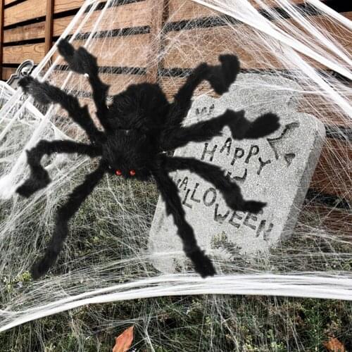 1Pc Horror Big Plush Spider Halloween Party Black Giant Spider Decoration Props Kids Toy Haunted House Home Bar Scary Decor