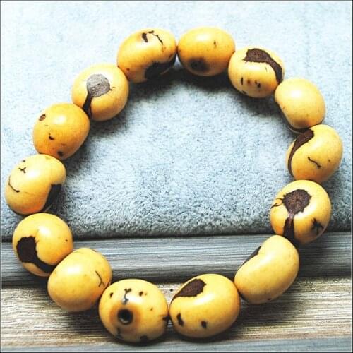 1pc natural plant seeds or nuts wooden bracelets mushroom men bracelets size 14mm powerful bracelets religious jewelry