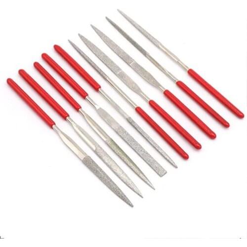 10 in 1 Metal Rasp Needle Files Set 3*140mm Diamond Coated Mini Riffler File for Jewelery Wood Carving Hobbies Crafts Handy Tool
