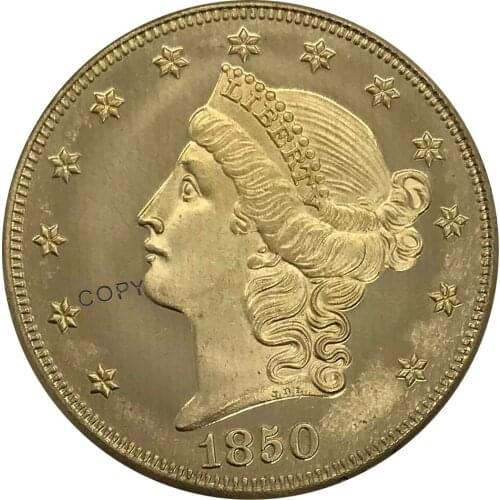 1850 United States 20 Twenty Dollars Liberty Head Double Eagle Gold coin Brass Collectibles Copy Coin