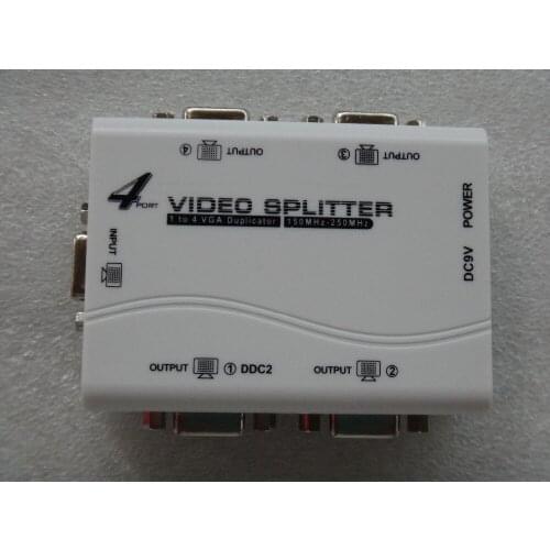 2020 Year 1 to 4 ports VGA video splitter duplicator 1-in-4-out 250MHz device cascadedable Boots Video Signals 65m 1920*1440