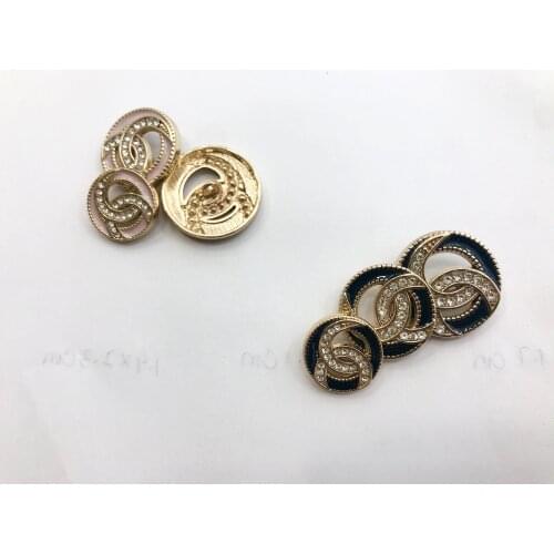 6pcs Retro Rhinestones Diamond Decor Metal Gold BEE Pink Blue Pearl Buttons for Clothing Coat Cardigan Sweater Sew Needlework