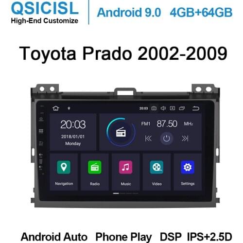 Android 9.0 IPS 2.5D 9" car dvd multimedia player for Toyota Prado 2002-2009 headunit 1 din radio multimedia stereo DSP SWC