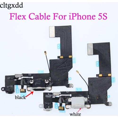 Cltgxdd Black / White For iPhone 5s Charger Charging port Dock USB Connector Data Flex Cable Headphone Jack Flex Ribbon