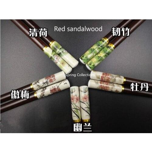 10pairs Bamboo Plum Peony Lotus Red Sandal Wooden Chopsticks Wedding China Reusable Wooden Chopsticks Personalized Chopsticks