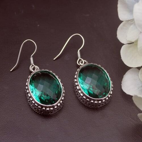 Hermosa Vintage Trendy Natural GreenTopaz Earrings For Women 1 1/2 Inch A845