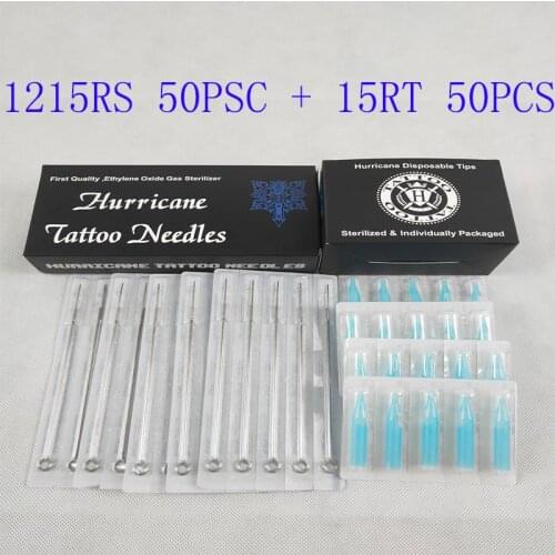 Tattoo Needles Tip (15RS+15RT) Tattoo Needles and Tubes Mixed 50PCS Sterile Tattoo Needles+ 50PCS Disposable Tattoo Tips