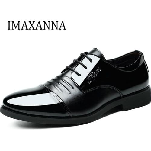 IMAXANNA 2020 New Men Shoes Leather Top Quality Oxfords Men Dress Shoes Business Formal Shoe Men Flats Plus Size Wedding Party