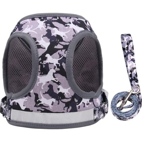 Camouflage Dog Harness Print Vest for Cat Puppy Leads Reflective Set with 1.5 Leash Walks For Pet Supplies Animal Accessories
