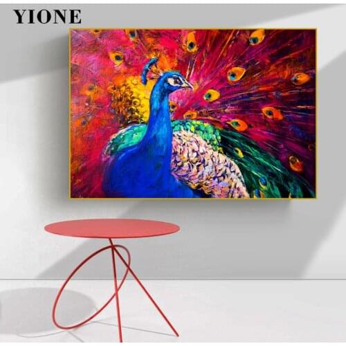 Colorful Peacock Canvas Print Oil Painting Modern Abstract Tropical Animals Wall Art Posters Picture for Living Room Home Decor