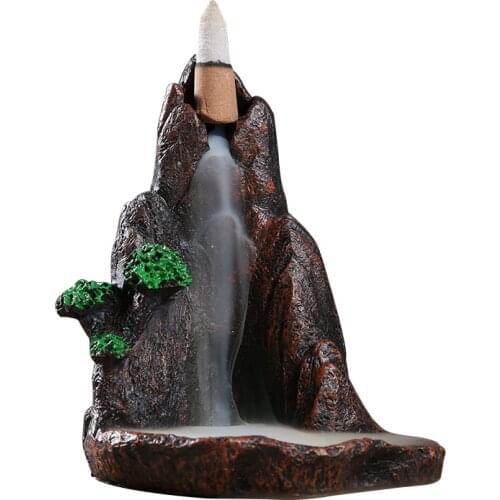 Waterfall Incense Burner Ceramic Incense Holder Handmade Backflow Incense Burner Mountain Stream Fragrant Censer Decor