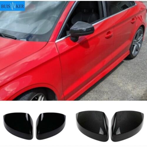 2 pieces for Audi A3 S3 8V RS3 Side Wing Mirror Covers Caps Carbon Fiber Gloss Black Mirror Caps 2013 2014 2015 2016 2017 - 2019