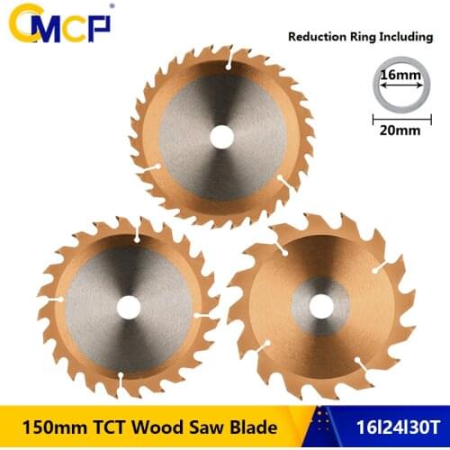 CMCP 150mm 16/24/30T Circular Saw Blade TCT Saw Blade TiCN Coated Carbide Cutting Disc Woodworking Saw Blade