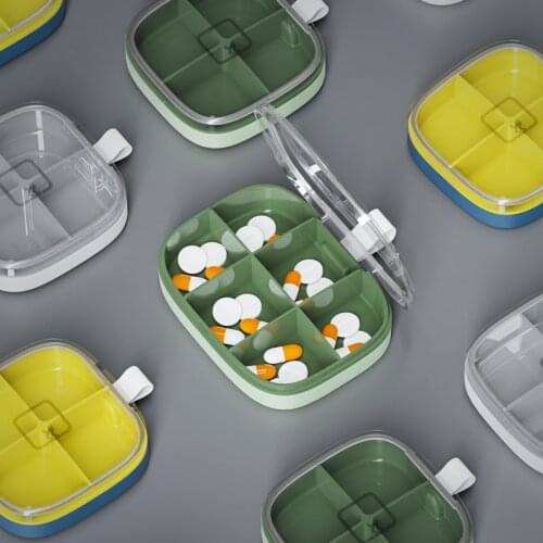 Square Pretty Cool Designer Pill Box Case Organizer Tablet Storage Container Cute Small Tiny Pocket Travel Case for Purse Mini