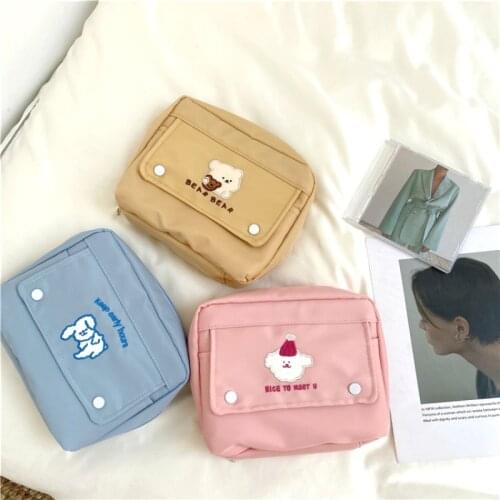 Cute Large Capacity Cosmetic Bag Travel Portable Wash Bag Girls Bear Storage Bag Student Stationery Pouch Pencil Organizer Case
