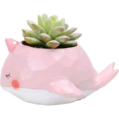 Resin Cute Fish Animal Model Mini Flower Pots Succulent Planters Whale Crocodile Elephant Flowerpot for Flowers Desktop Garden