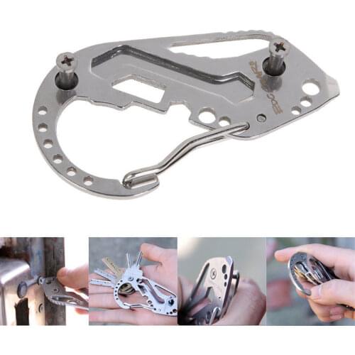 EDC Multifunctional carabiner Key organizer stainless steel multi tool utility gadget pocket holder clip camp travel kit
