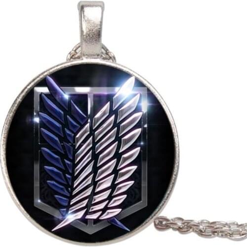 2021 new fashion stainless steel chain alloy pendant simulated gemstone attack on titan necklace for women men gifts fj114