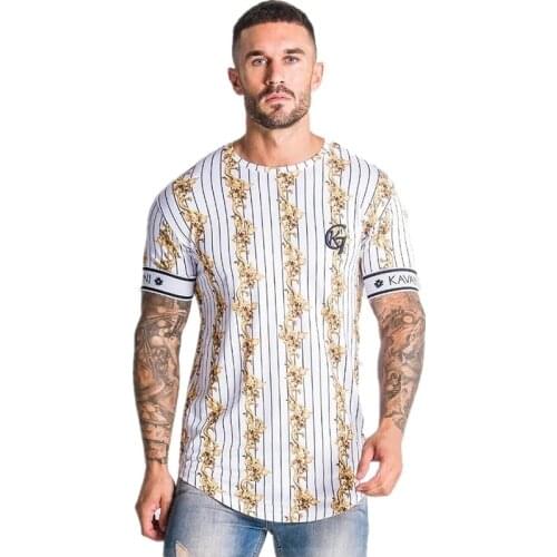 2021 men new Short sleeve t shirt Men Fitness Slim Street Blue T-shirt Sik silk Gyms Tees Tops Summer Fashion Casual clothi