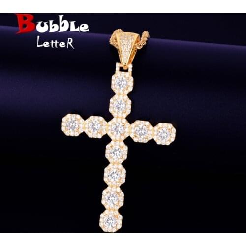 Miami Cuban Cross Links Necklace & Pendant With 4mm Tennis Chain Gold Color AAA Cubic Zircon Mens Women Hip hop Rock Jewelry