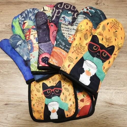 Wholesale 100pcs 200pcs More Baking Gloves Potholder kitchen Gloves Customize Oven Mitts Polyester Fabric Heat Resistant Gloves