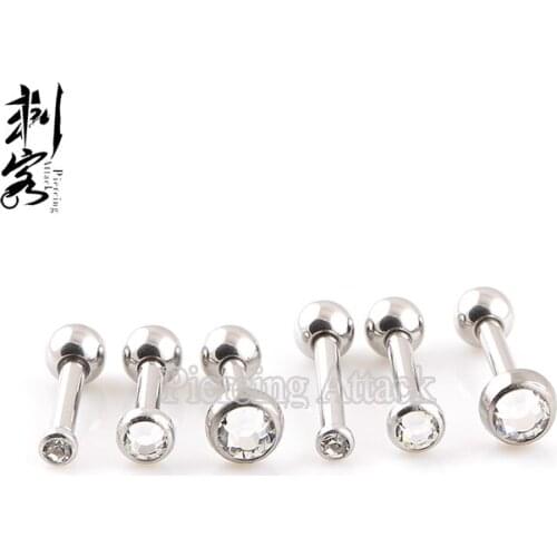 Triple Forward Helix Gemmed Helix Piercing Flat gem Stud Earrings