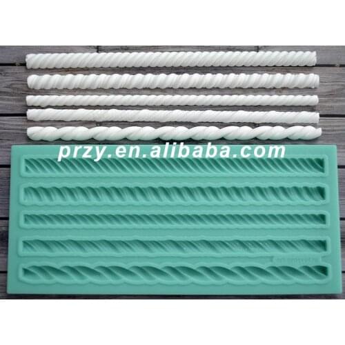 Silicone Mold Ropes Crafts Decorating Cake Candy Fondant Silicone Mold Moulds Silicone Rubber CIQ,FDA,LFGB,CE / EU PRZY 001