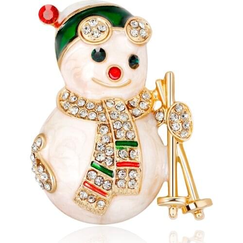 CINDY XIANG New Lovely Cartoon Enamel Brooches Boys Girls Rhinestone Scarf Snowman Brooch Pins Children Christmas New Year Gifts