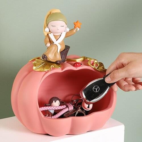 Nordic Artist Pumpkin Girl Storage Sculpture Resin Home Interior Decoration Porch Office Desk Small Sculpture Toy Girl Gift