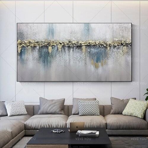Modern Abstract 100% Handmade Oil Painting Home Decor Wall Pictures Large Gold Foil Canvas Art Paint For Living Room Unframed