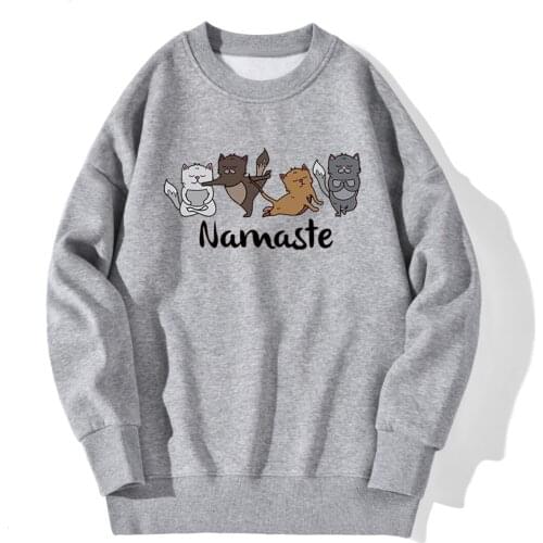 Sweatshirt For Mens Namaste Cat Streetwear Casual Hoodie Vintage Standard Tops Pullovers 2020 New Winter Sudaderas Masculino