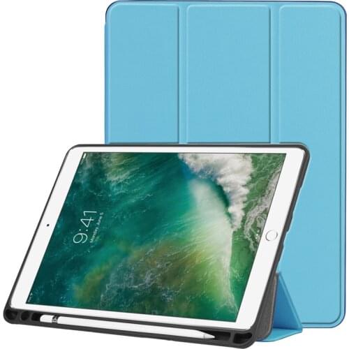 Smart Cover For iPad Pro 10.5 2017 Folding PU Leather Soft TPU Flip Stand Back with Pencil Holder Cover For iPad Air 3 10.5 2019