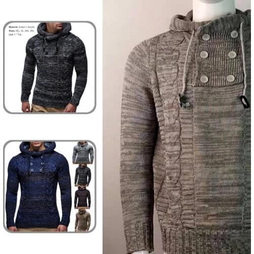 Twisted Autumn Winter Hooded Stretchy Knitted Sweater for Daily Wear