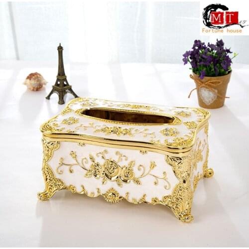 European Style High Grade Napkin Box Toilet Tissue Box Hotel Living Room KTV Creative Plastic Car Paper Box Tissue Boxes