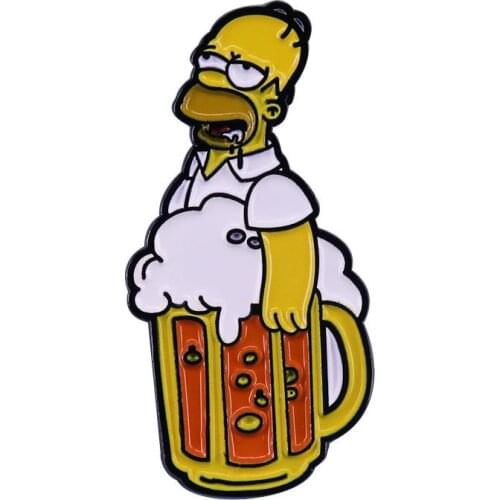 Funny Simpsons Beer Anime Enamel Lapel Pins Brooch Anime Fans Pin Metal Badge Fashion Clothes Jewelry Gift for Women Men Kids