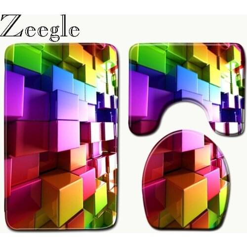 Zeegle Bath Mats Bathroom Home Decor Bathroom Carpet Absorbent Toilet Mat Bath Rugs Non-slip Shower Mats Bathroom Rug Set