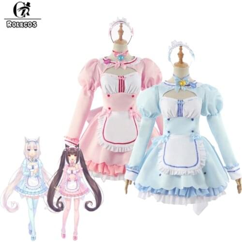 ROLECOS Nekopara Cosplay Costume Chocola Cosplay Vanilla Game Costume Anime Sweet Lolita Dress Women Maid Uniform Halloween