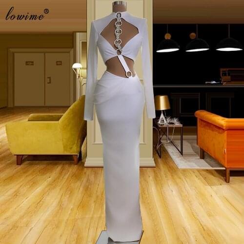 2021 White Prom Dresses Mermaid High Fashion Long Sleeves Pageant Dresses Evening Wear Girls Birthday Party Dresses Graduation