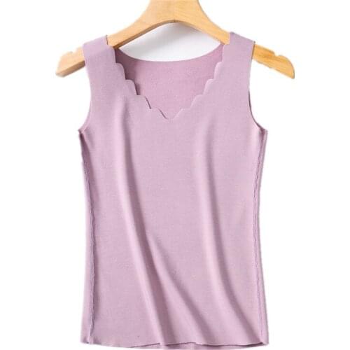 Winter Thermal Underwear Womens Tops Plus Cashmere Thick Fur Fleece Shirts Keep Warm Sleeveless Top Velvet Vest