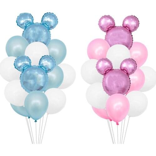 1set Mickey Minnie Mouse Balloons Birthday Latex Balloon Baby Shower Birthday Party Decoration Kids Foil Balloon Air Globos Toy