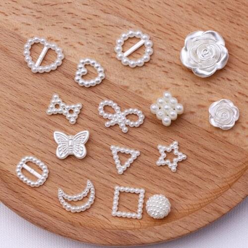 100pcs 15 Styles Mix Pearl Wax Beads Garment Decoration Child Apparel Accessories DIY Handmade Star Moon Heart