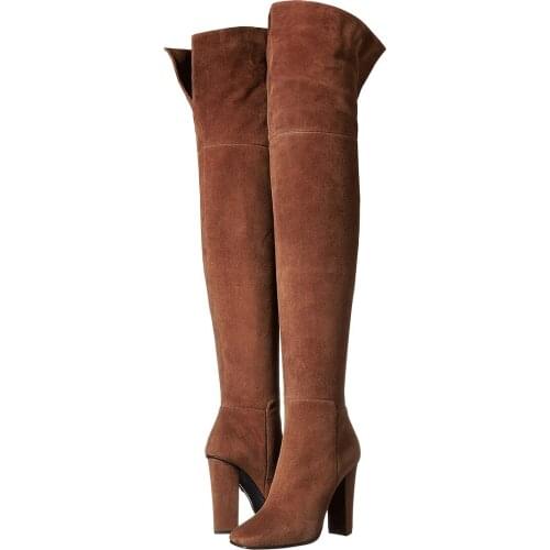 2021 Spring Women Boots High Heel Thick Heel Suede Knight Boots Show Thin Over-the-knee Modern Boots Shoes Woman Botas De Mujer