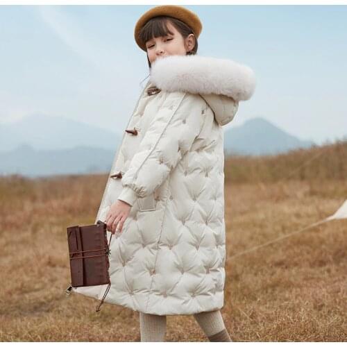 2021 New Jacket For Girls Teen Down Jacket Childrens Medium And Long White Duck Down Winter Warm Waterproof Coat For 5-16 Y