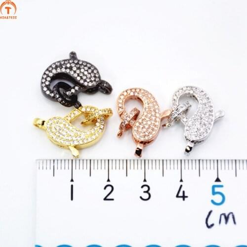 ASA&TESS CZ Micro Pave Lobster Claw Clasp/Link Connector Pave Claw Clasp Micro Pave CZ Clasps Link/ Connector/ Clasps/ Enhancer
