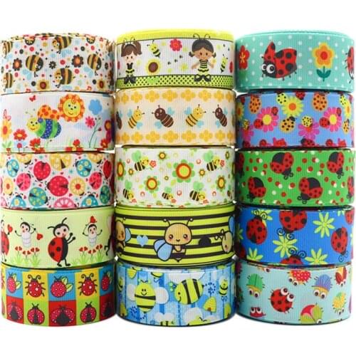 50 Yards 1"25MM Grosgrain Ribbon Insect Printed Ribbon For Hair Bows DIY Crafts Handmade Accessories Y2021010403