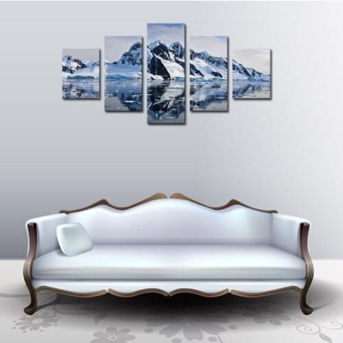Unframed 5 Panels Nature Glacier Scenery Canvas Print Oil Painting Modern Canvas Wall Art for Wall Decor Home Decoration Artwork