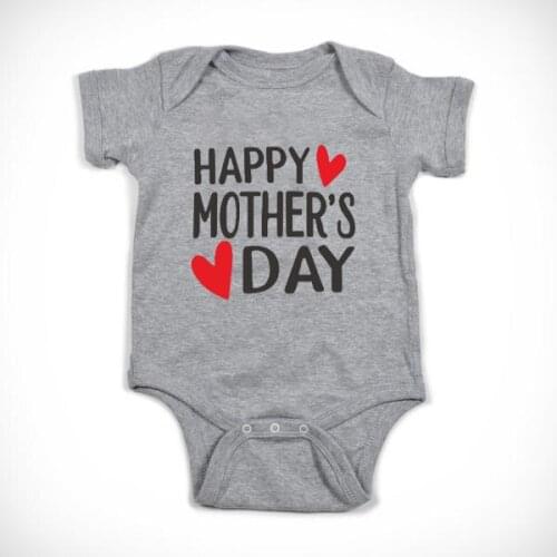 DERMSPE Happy Mothers Day Printed Newborn Baby Round Neck Bodysuit Summer Kids Gray BreathablClothes Boys Girls Toddlers Rompers