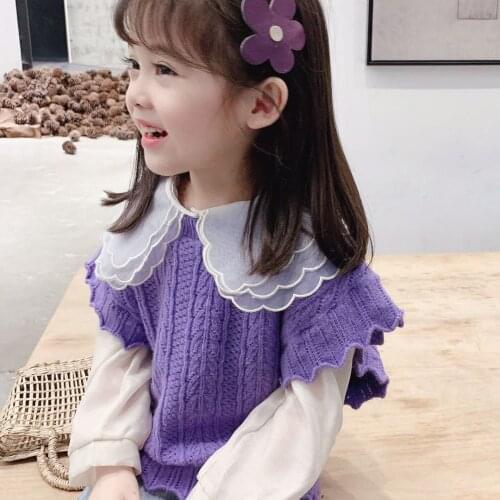 Childrens clothing girls autumn clothing 2021 new childrens Korean sweater little girls Knitted Vest baby vest
