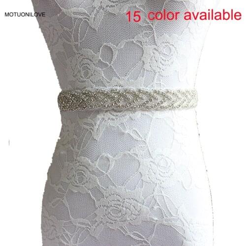 15 Colors Available Shinning Bridal Belts for Wedding Dress Womens Beading Sashes Red Rhinestone Belt Bridal Accessories WB002