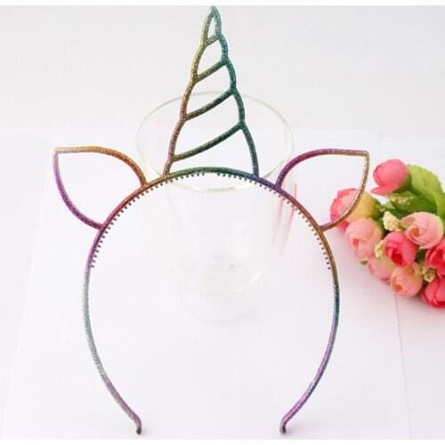 1Pc Unicorn Head Hoop Princess Birthday Party Hat Cap Carnival Unicorn Band Event Party Supplies Hat Girls Headdress Dance Party